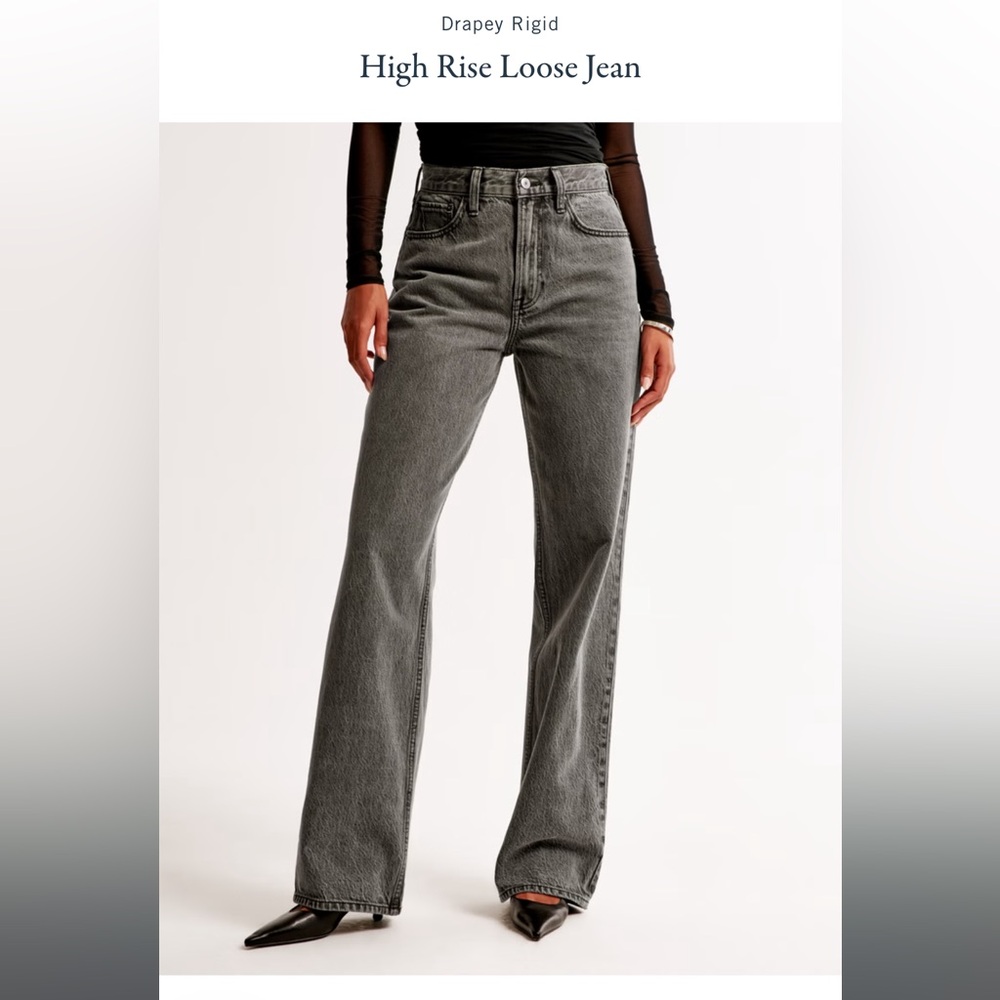 Abercrombie High Rise Loose Jean - Dark Grey (4 Long)